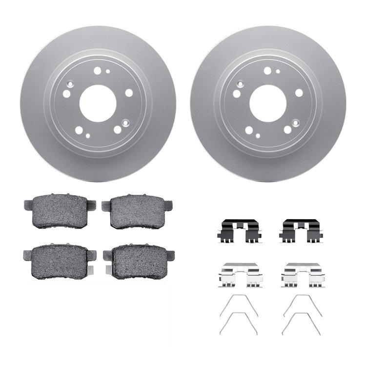 4312-59052 Geospec Brake Rotors with 3000-Series Ceramic Brake Pads & Hardware, 2008-2017 Acura/Honda, Position: Rear