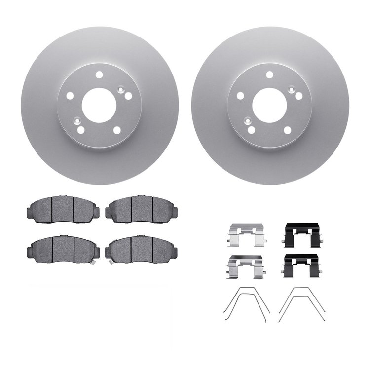 4312-59053 Geospec Brake Rotors with 3000-Series Ceramic Brake Pads & Hardware, 1999-2014 Acura/Honda, Position: Front