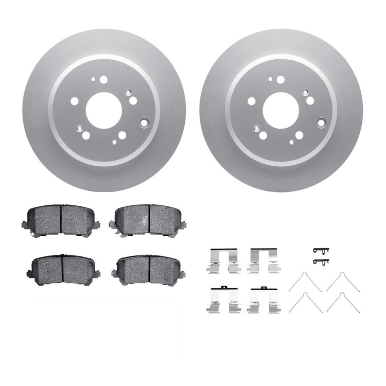 4312-59072 Geospec Brake Rotors with 3000-Series Ceramic Brake Pads & Hardware, 2007-2017 Acura/Honda, Position: Rear