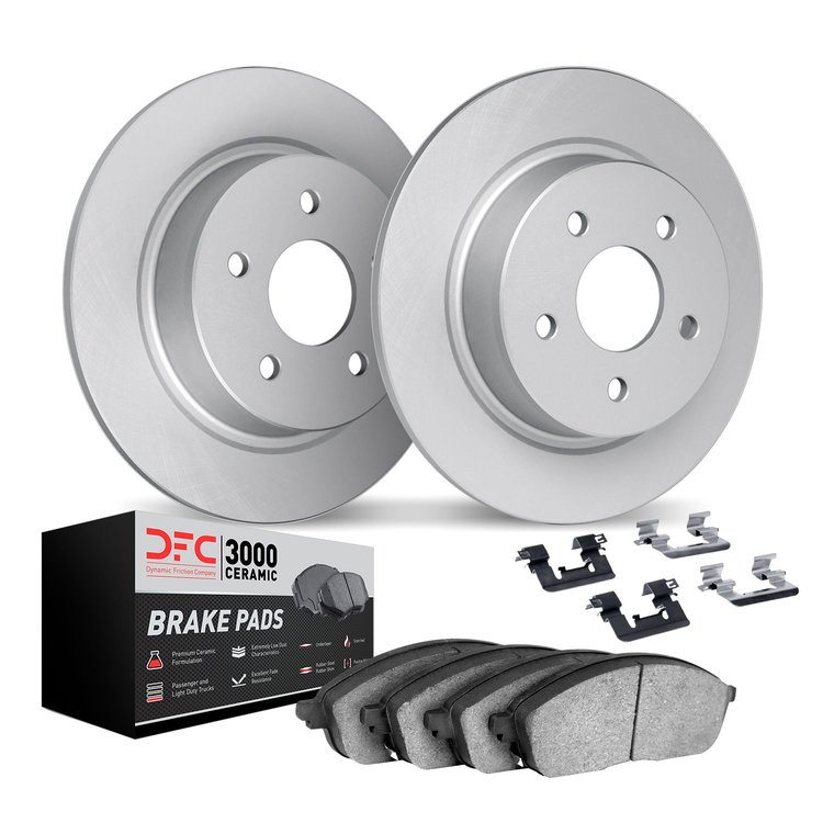 4312-63001 Geospec Brake Rotors with 3000-Series Ceramic Brake Pads & Hardware, 1967-1991 Mercedes-Benz, Position: Rear