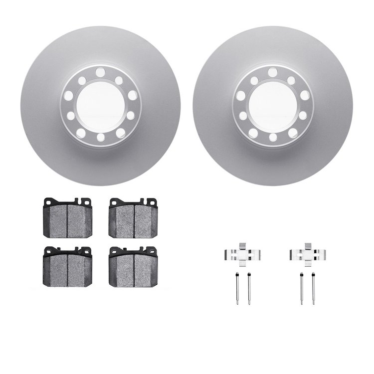 4312-63004 Geospec Brake Rotors with 3000-Series Ceramic Brake Pads & Hardware, 1979-1985 Mercedes-Benz, Position: Front
