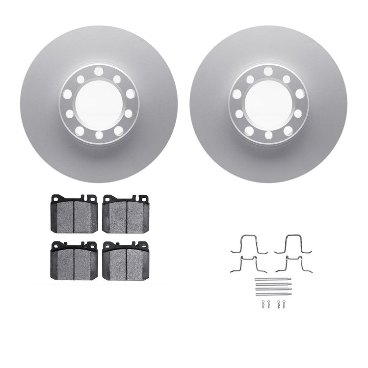 4312-63005 Geospec Brake Rotors with 3000-Series Ceramic Brake Pads & Hardware, 1979-1985 Mercedes-Benz, Position: Front