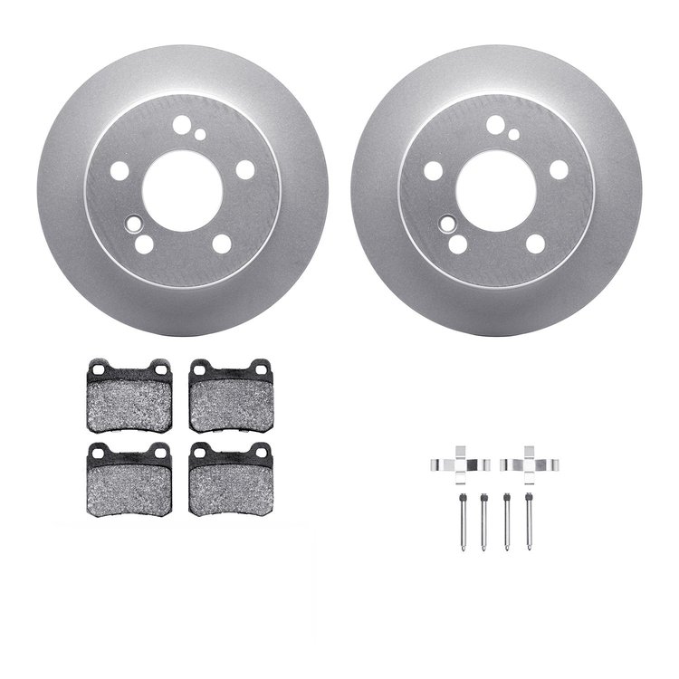 4312-63007 Geospec Brake Rotors with 3000-Series Ceramic Brake Pads & Hardware, 1984-1995 Mercedes-Benz, Position: Rear
