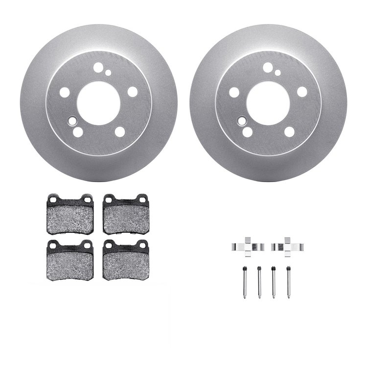 4312-63008 Geospec Brake Rotors with 3000-Series Ceramic Brake Pads & Hardware, 1984-1989 Mercedes-Benz, Position: Rear