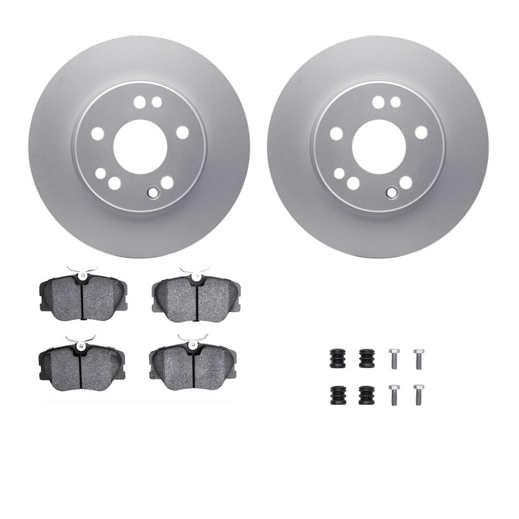 4312-63009 Geospec Brake Rotors with 3000-Series Ceramic Brake Pads & Hardware, 1984-1995 Mercedes-Benz, Position: Front