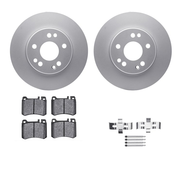 4312-63010 Geospec Brake Rotors with 3000-Series Ceramic Brake Pads & Hardware, 1986-1989 Mercedes-Benz, Position: Front