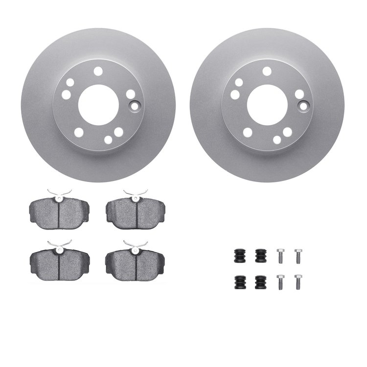 4312-63011 Geospec Brake Rotors with 3000-Series Ceramic Brake Pads & Hardware, 1987-1987 Mercedes-Benz, Position: Front