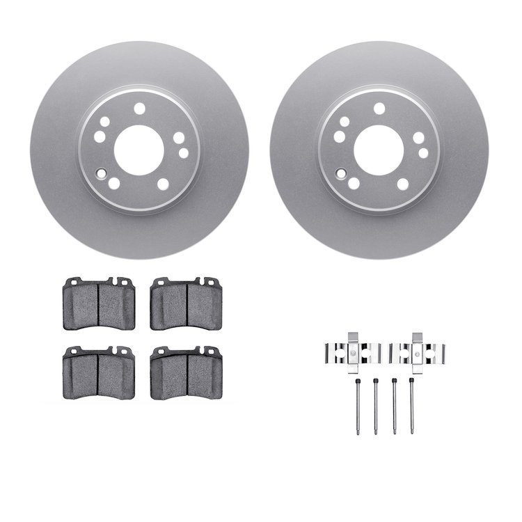 4312-63013 Geospec Brake Rotors with 3000-Series Ceramic Brake Pads & Hardware, 1990-1998 Mercedes-Benz, Position: Front