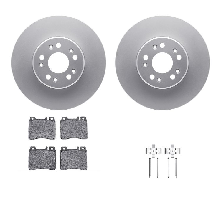 4312-63014 Geospec Brake Rotors with 3000-Series Ceramic Brake Pads & Hardware, 1991-1999 Mercedes-Benz, Position: Front
