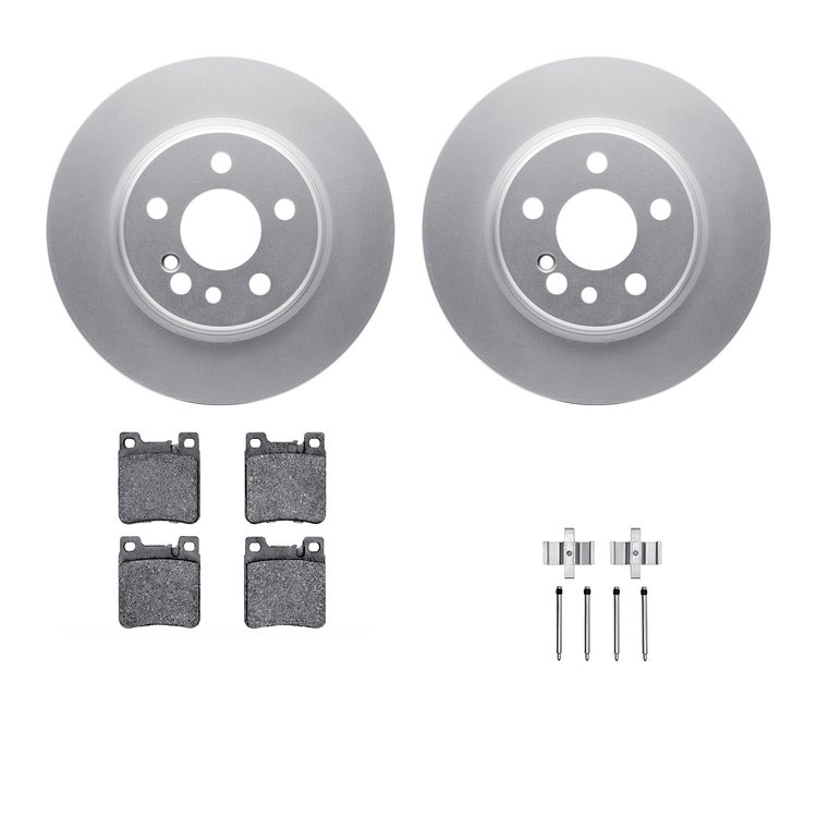 4312-63015 Geospec Brake Rotors with 3000-Series Ceramic Brake Pads & Hardware, 1992-1999 Mercedes-Benz, Position: Rear