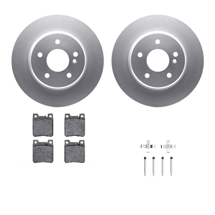 4312-63017 Geospec Brake Rotors with 3000-Series Ceramic Brake Pads & Hardware, 1994-2000 Mercedes-Benz, Position: Rear