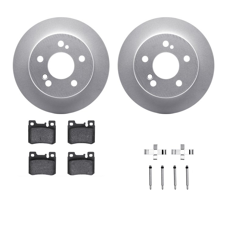 4312-63020 Geospec Brake Rotors with 3000-Series Ceramic Brake Pads & Hardware, 1986-1993 Mercedes-Benz, Position: Rear