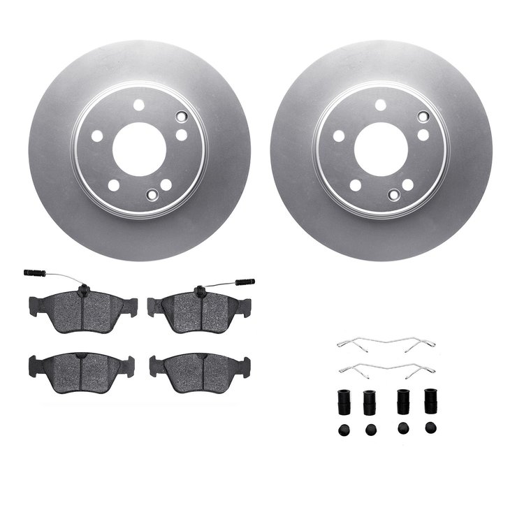 4312-63024 Geospec Brake Rotors with 3000-Series Ceramic Brake Pads & Hardware, 1996-2004 Mercedes-Benz, Position: Front