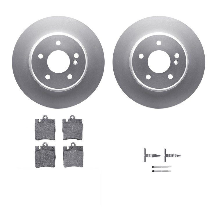 4312-63043 Geospec Brake Rotors with 3000-Series Ceramic Brake Pads & Hardware, 1996-2011 Mercedes-Benz, Position: Rear