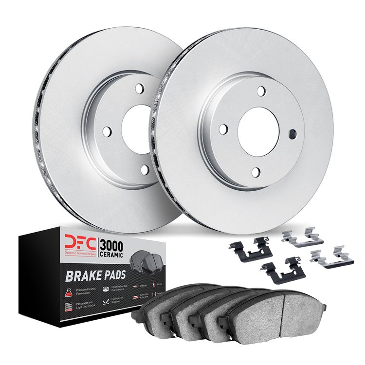 4312-63082 Geospec Brake Rotors with 3000-Series Ceramic Brake Pads & Hardware, 2015-2017 Renault, Position: Front