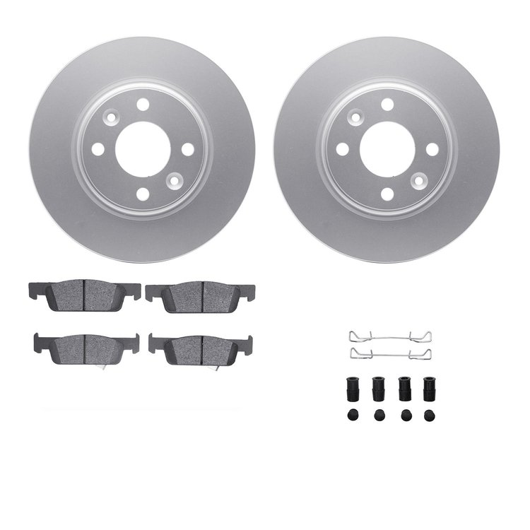 4312-63086 Geospec Brake Rotors with 3000-Series Ceramic Brake Pads & Hardware, 2016-2018 Smart, Position: Front
