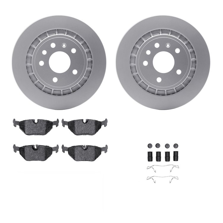 4312-65002 Geospec Brake Rotors with 3000-Series Ceramic Brake Pads & Hardware, 2002-2010 GM, Position: Rear