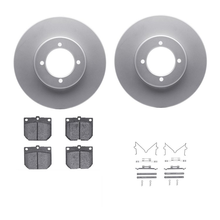 4312-67001 Geospec Brake Rotors with 3000-Series Ceramic Brake Pads & Hardware, 1970-1973 Infiniti/Nissan, Position: Front