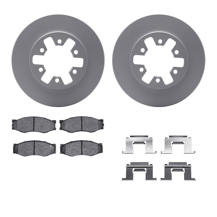 4312-67002 Geospec Brake Rotors with 3000-Series Ceramic Brake Pads & Hardware, 1985-1997 Infiniti/Nissan, Position: Front