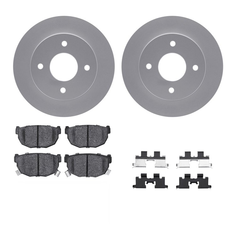 4312-67003 Geospec Brake Rotors with 3000-Series Ceramic Brake Pads & Hardware, 1989-1998 Infiniti/Nissan, Position: Rear