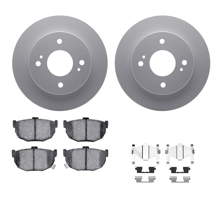 4312-67004 Geospec Brake Rotors with 3000-Series Ceramic Brake Pads & Hardware, 1990-1992 Infiniti/Nissan, Position: Rear