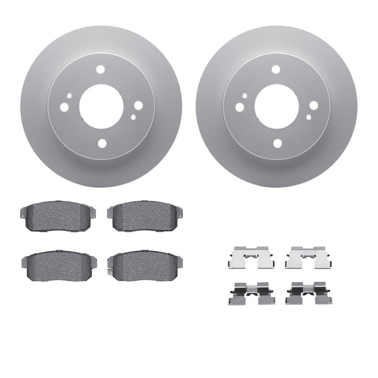 4312-67031 Geospec Brake Rotors with 3000-Series Ceramic Brake Pads & Hardware, 2000-2006 Infiniti/Nissan, Position: Rear
