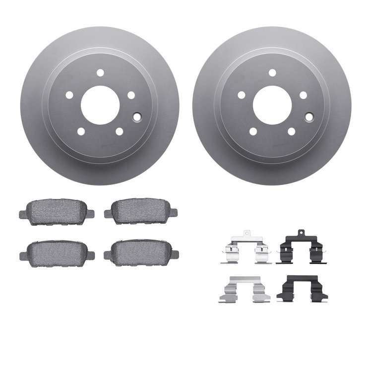 4312-67035 Geospec Brake Rotors with 3000-Series Ceramic Brake Pads & Hardware, 2008-2013 Infiniti/Nissan, Position: Rear