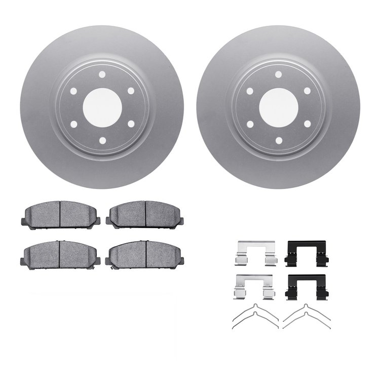 4312-67054 Geospec Brake Rotors with 3000-Series Ceramic Brake Pads & Hardware, 2005-2007 Infiniti/Nissan, Position: Front