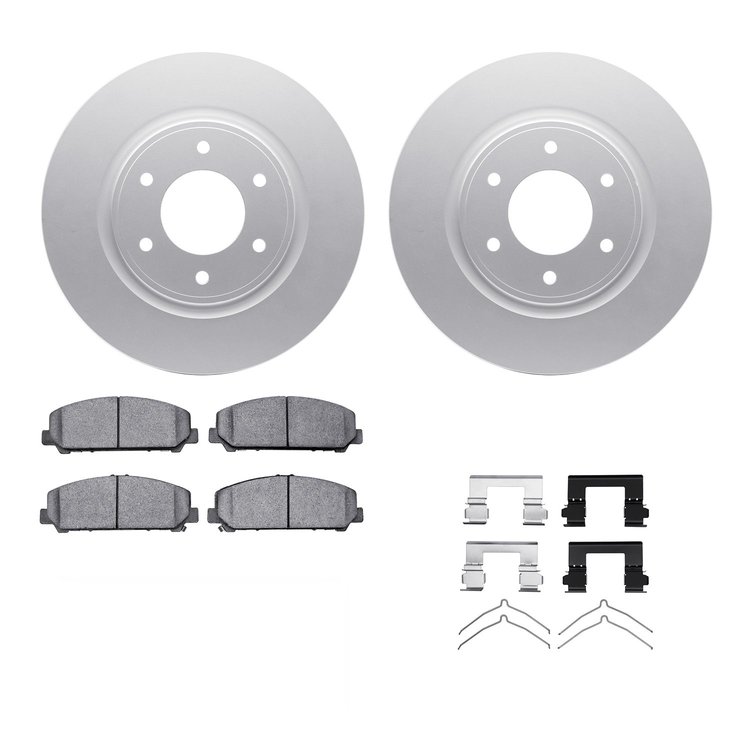 4312-67055 Geospec Brake Rotors with 3000-Series Ceramic Brake Pads & Hardware, Fits Select Infiniti/Nissan, Position: Front