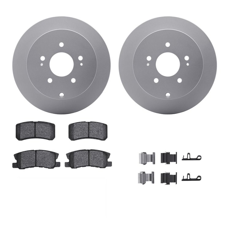 4312-72019 Geospec Brake Rotors with 3000-Series Ceramic Brake Pads & Hardware, 2004-2011 Mitsubishi, Position: Rear