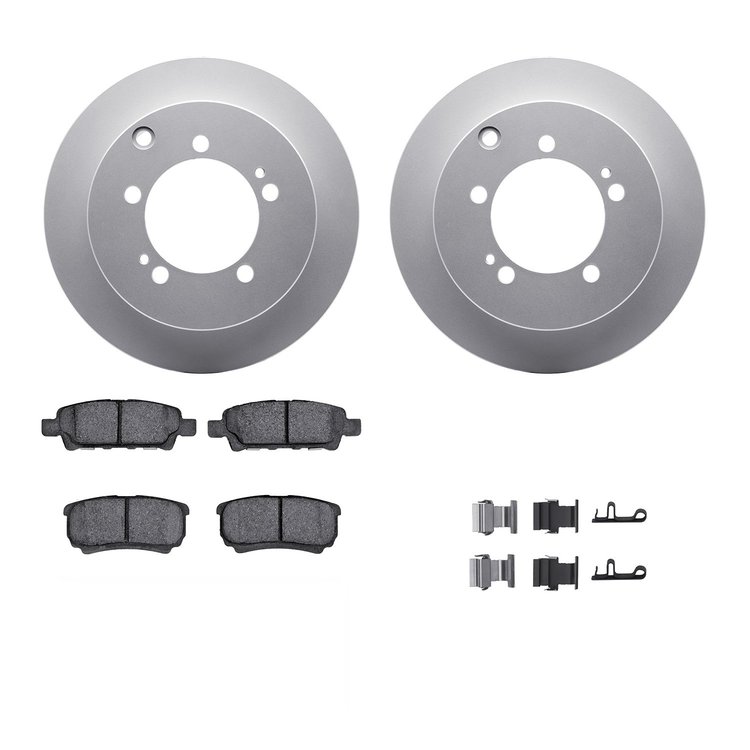 4312-72028 Geospec Brake Rotors with 3000-Series Ceramic Brake Pads & Hardware, 2004-2007 Mitsubishi, Position: Rear