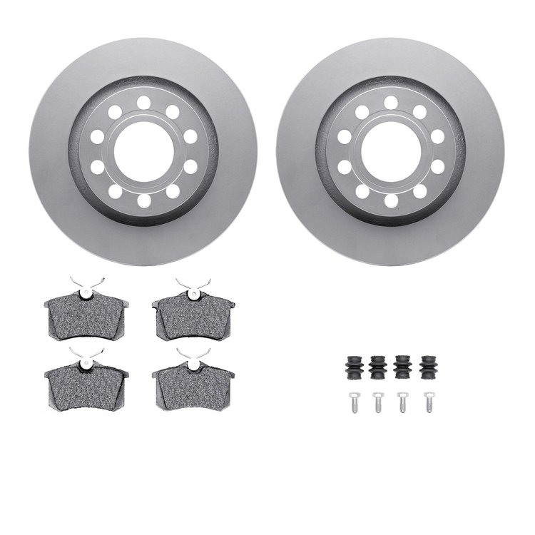 4312-73007 Geospec Brake Rotors with 3000-Series Ceramic Brake Pads & Hardware, 2004-2005 Audi/Volkswagen, Position: Rear