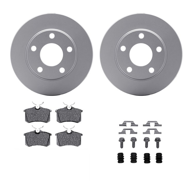 4312-73011 Geospec Brake Rotors with 3000-Series Ceramic Brake Pads & Hardware, 1999-2002 Audi/Volkswagen, Position: Rear