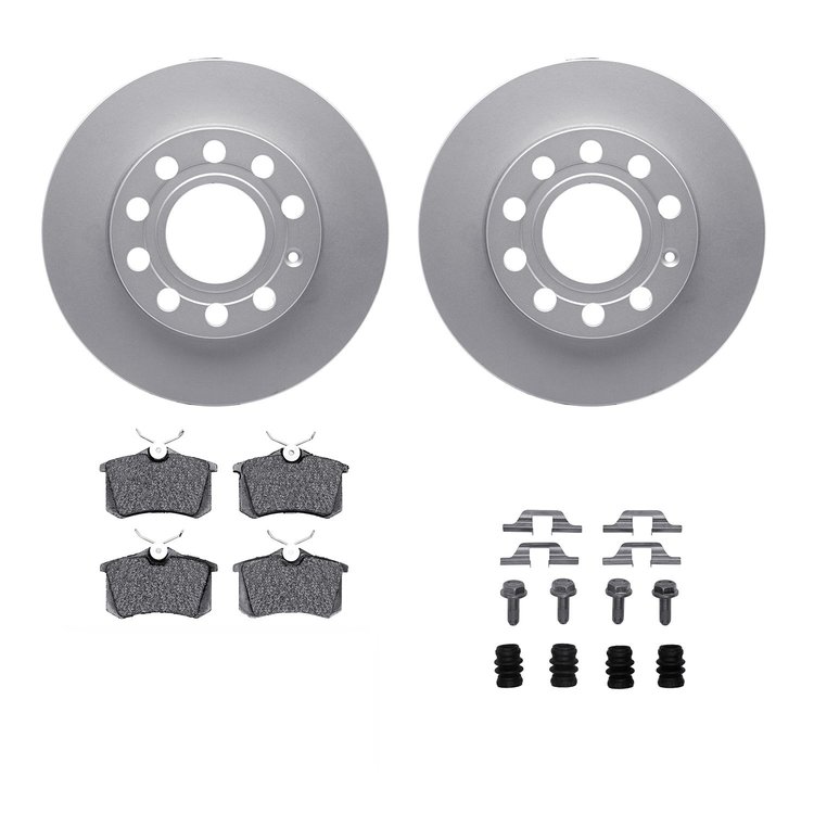 4312-73013 Geospec Brake Rotors with 3000-Series Ceramic Brake Pads & Hardware, 2002-2006 Audi/Volkswagen, Position: Rear