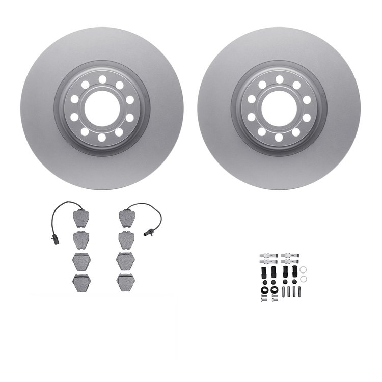 4312-73016 Geospec Brake Rotors with 3000-Series Ceramic Brake Pads & Hardware, 1999-2004 Audi/Volkswagen, Position: Front