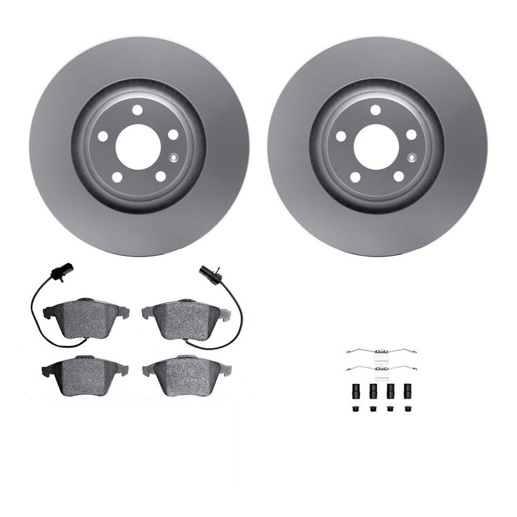 4312-73023 Geospec Brake Rotors with 3000-Series Ceramic Brake Pads & Hardware, 2005-2011 Audi/Volkswagen, Position: Front