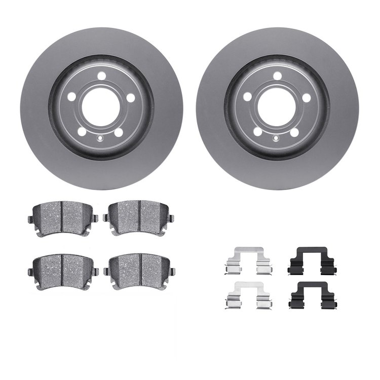 4312-73025 Geospec Brake Rotors with 3000-Series Ceramic Brake Pads & Hardware, 2004-2009 Audi/Volkswagen, Position: Rear
