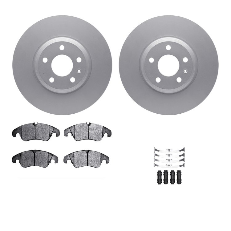 4312-73033 Geospec Brake Rotors with 3000-Series Ceramic Brake Pads & Hardware, 2008-2011 Audi/Volkswagen, Position: Front