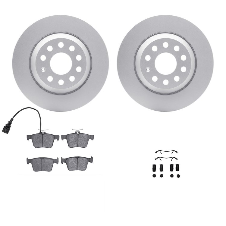 4312-73051 Geospec Brake Rotors with 3000-Series Ceramic Brake Pads & Hardware, Fits Select Audi/Volkswagen, Position: Rear