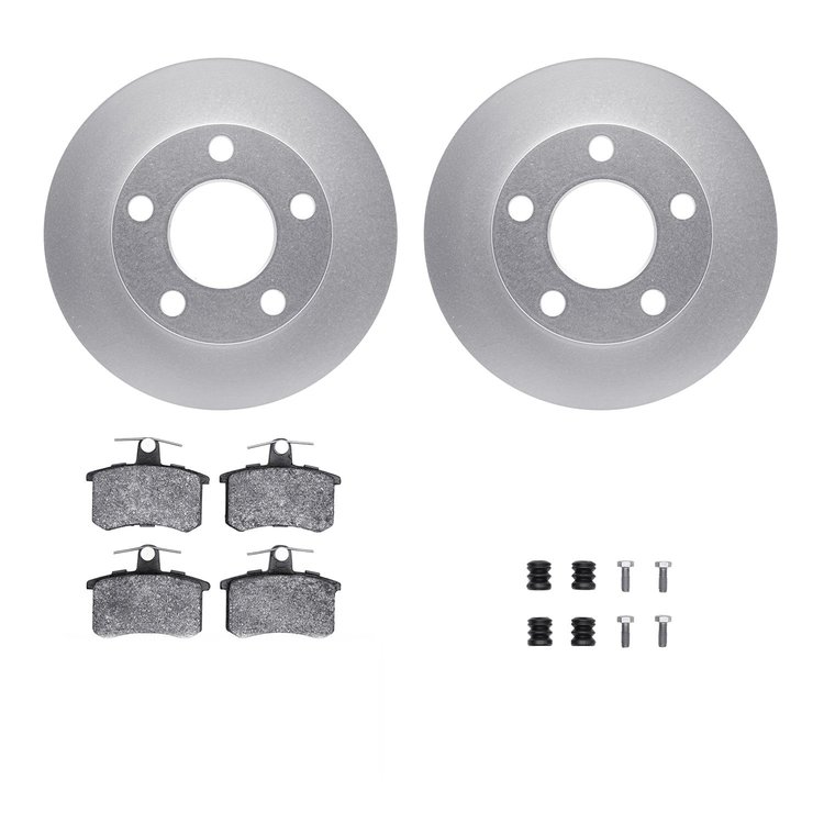 4312-74005 Geospec Brake Rotors with 3000-Series Ceramic Brake Pads & Hardware, 1992-1998 Audi/Volkswagen, Position: Rear