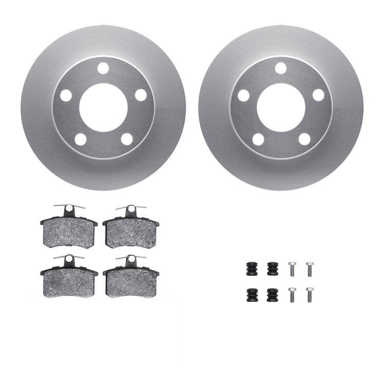 4312-74006 Geospec Brake Rotors with 3000-Series Ceramic Brake Pads & Hardware, 1996-2001 Audi/Volkswagen, Position: Rear