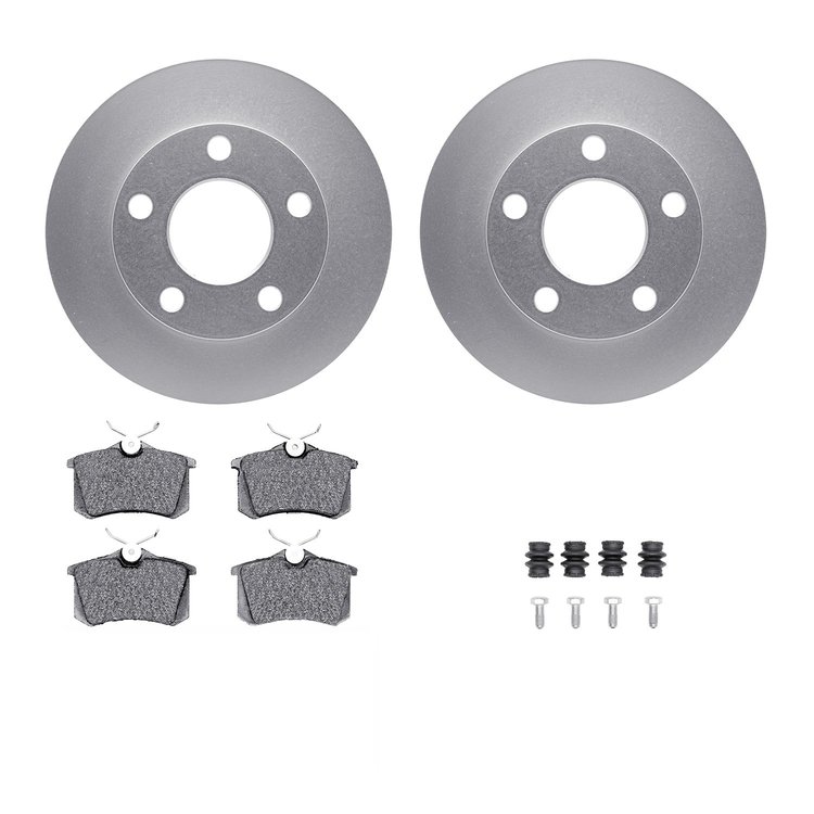 4312-74008 Geospec Brake Rotors with 3000-Series Ceramic Brake Pads & Hardware, 1997-2002 Audi/Volkswagen, Position: Rear