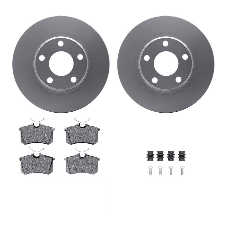 4312-74009 Geospec Brake Rotors with 3000-Series Ceramic Brake Pads & Hardware, 2001-2003 Audi/Volkswagen, Position: Rear