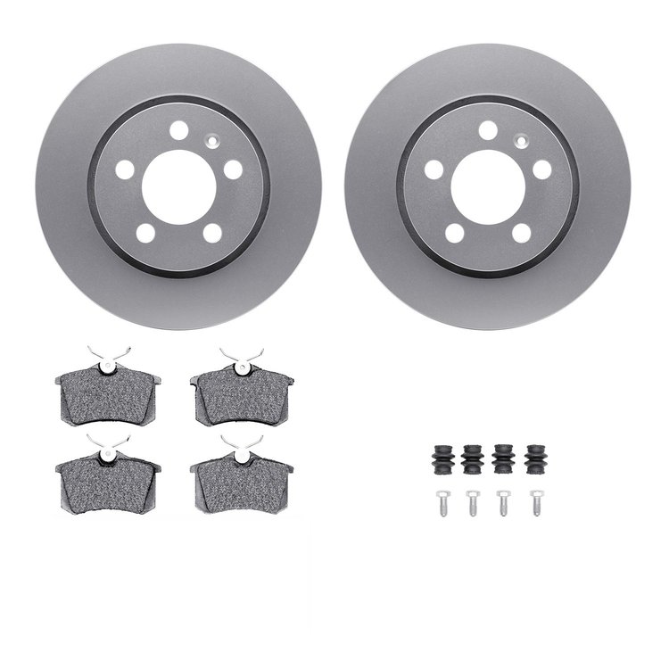 4312-74010 Geospec Brake Rotors with 3000-Series Ceramic Brake Pads & Hardware, 2000-2006 Audi/Volkswagen, Position: Rear