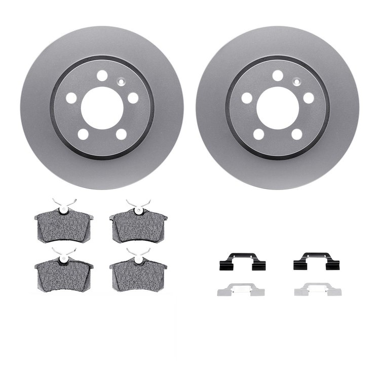 4312-74014 Geospec Brake Rotors with 3000-Series Ceramic Brake Pads & Hardware, 2003-2006 Audi/Volkswagen, Position: Rear