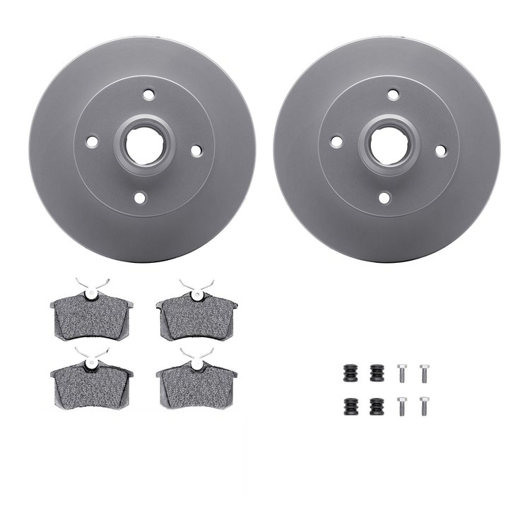 4312-74015 Geospec Brake Rotors with 3000-Series Ceramic Brake Pads & Hardware, 1985-1998 Audi/Volkswagen, Position: Rear