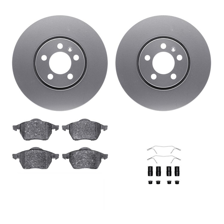 4312-74019 Geospec Brake Rotors with 3000-Series Ceramic Brake Pads & Hardware, 1998-1999 Audi/Volkswagen, Position: Front