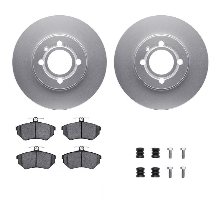 4312-74022 Geospec Brake Rotors with 3000-Series Ceramic Brake Pads & Hardware, 1986-2002 Audi/Volkswagen, Position: Front