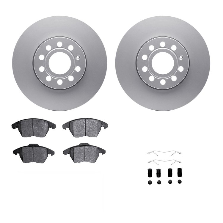 4312-74033 Geospec Brake Rotors with 3000-Series Ceramic Brake Pads & Hardware, 2005-2018 Audi/Volkswagen, Position: Front