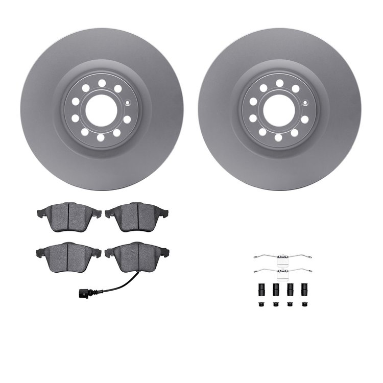 4312-74040 Geospec Brake Rotors with 3000-Series Ceramic Brake Pads & Hardware, 2008-2013 Audi/Volkswagen, Position: Front